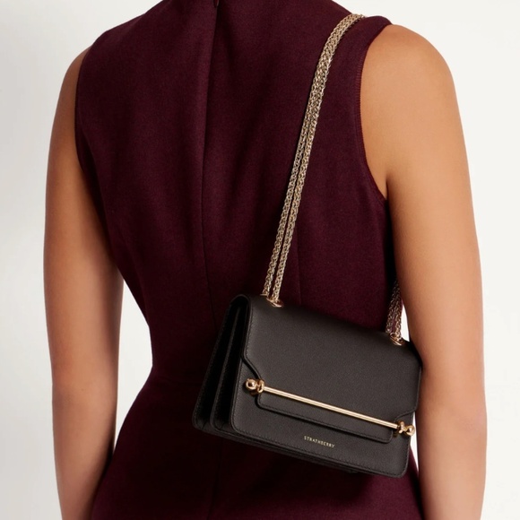 Strathberry East/West Handbag in Navy/Cream/Maroon - Picture 9 of 10